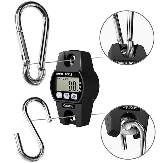 Digital Hanging Crane Scale 660LB/300KG， Deer Hunting Scales, Farm,Fishing, Fish, Meat，Game,Luggage Scale with Hold/Tare