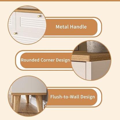 Spaco Shoe Storage Cabinet with 2 Flip Drawers for Entryway,Narrow Shoe Rack Organizer Cabinet with Oak Top and 2 Storage Drawers for Hallway,Entrance