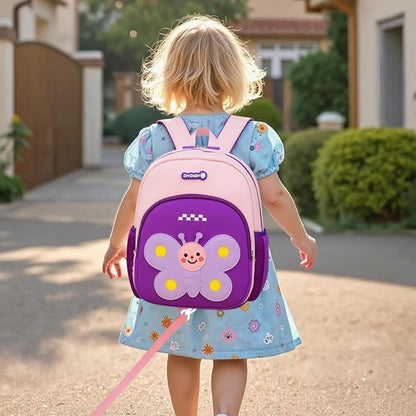 Padgene Toddler Harness Backpacks Safety Leash Kids Anti Lost Kindergarten Preschool Backpack Neoprene Lightweight Animal Schoolbag 3D Cartoon Butterfly Mini Travel Bag for Boys Girls Ages 3-5