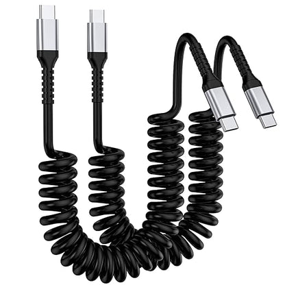 USB C to C Cable,2Pack 3FT Coiled Fast Charging Type C Charge Cord for Car USB-C Cables Compatible with iPhone 16 15 for Samsung Galaxy S20 S10 S9 S8 Plus Note 10