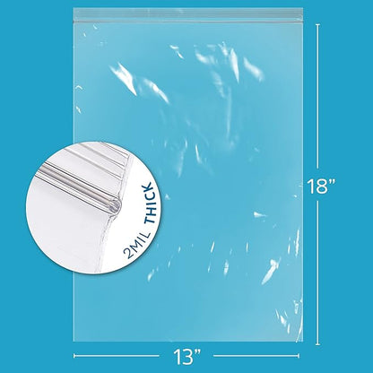 GPI - 2.5 Gallon Extra-large Zip Bags, 13" x 18" Large Reclosable Lock Zip Bags, Clear Plastic Zipper Storage Bags with Zip Top Lock for Freezer, Clothing, Food, Supplies - 200 Count