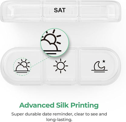 PULIV Weekly Pill Organizer 3 Times a Day, Portable Travel Pill Box 7 Day with Large Pill Containers, Light-Proof Pill Case for Vitamins, Medication, Supplements and Fish Oils (White)