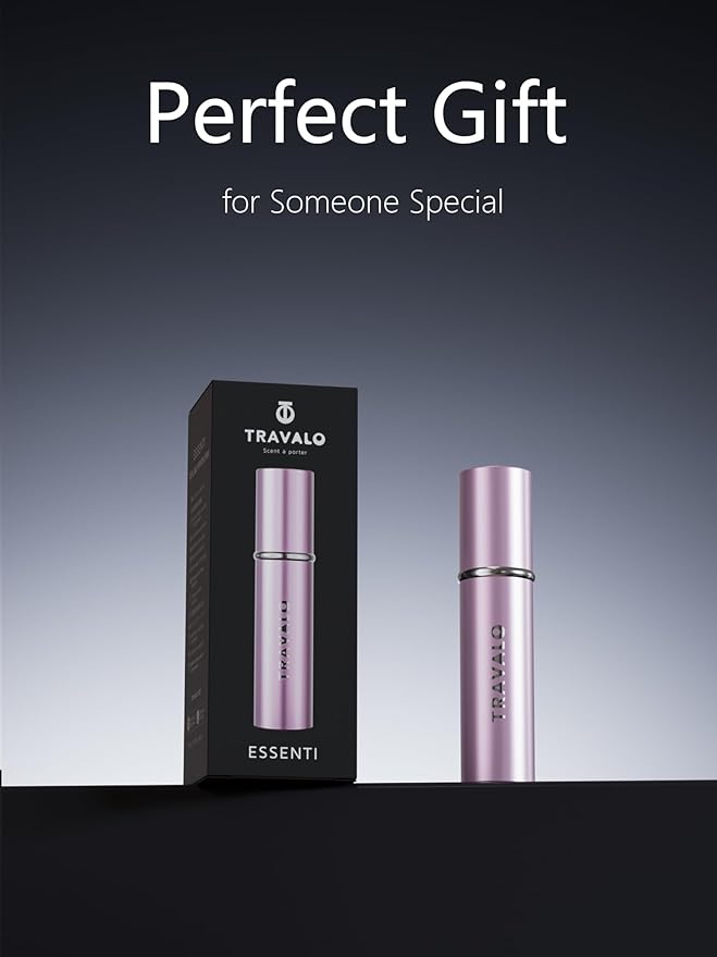 Refillable Perfume Atomizer, Bottom Filling Fragrances Perfume Bottle, Mini Cologne Dispenser, Travel sized, Portable Sprayer for Women Men, Gift (ESSENTI, PINK)