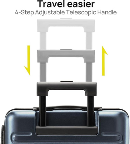 NINETYGO Medium Checked Luggage 24 Inch, Checking In Luggage with Smooth Spinner Wheels, Expandable, Hard Shell PC+ABS Suitcase, Lightweight Travel Luggage, TSA Approved (Grey, Andes)