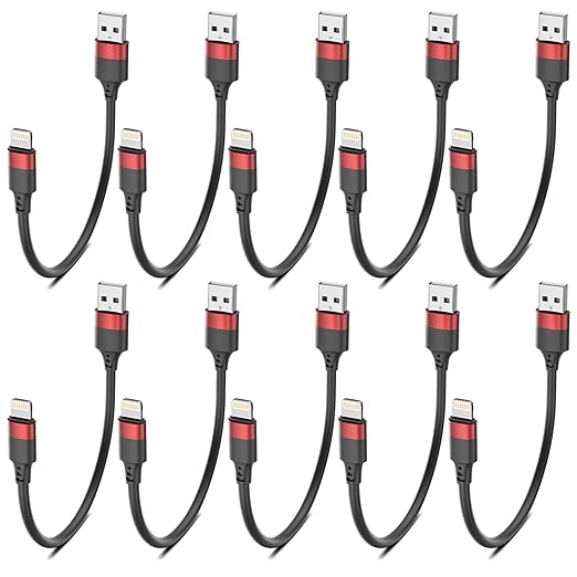 6 inch Short Lightning Cable Bulk 10Pack, [MFi Certified] Multipack 0.5ft iPhone Charge Cable, Short USB to Lightning Cord for Charging Stations, iPhone 14 13 12 11 Pro Max 8 7 6 iPod iPad