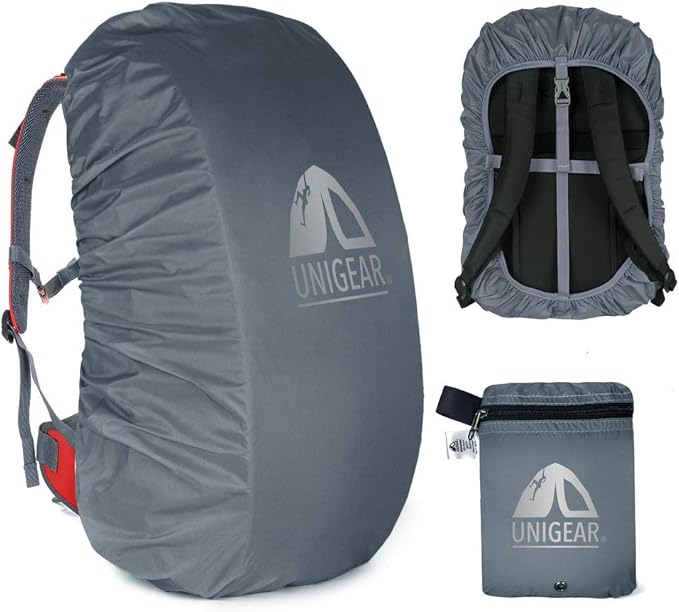 Unigear Backpack Rain Cover Waterproof Rating 5000mm Ultraportable and Durable with 2 Anti-Slip Buckle Strap, Integrated Carry Pouch Design (Gray, X-Large)