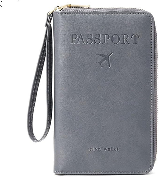 Passport Holder for Travel Women and Men RFID Passport Holder with Card Slots Holder Passport Case Passport cover Passport Wallet Travel Essentials and Accessories (Zipper, Grey Zipper)