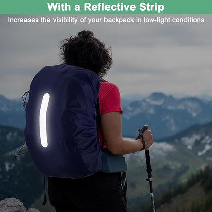 Waterproof Backpack Rain Cover Waterproof Backpack Cover, Bag Rain Cover with A Vertical Reflective Strap for Hiking/Biking/Camping/Outdoor Traveling