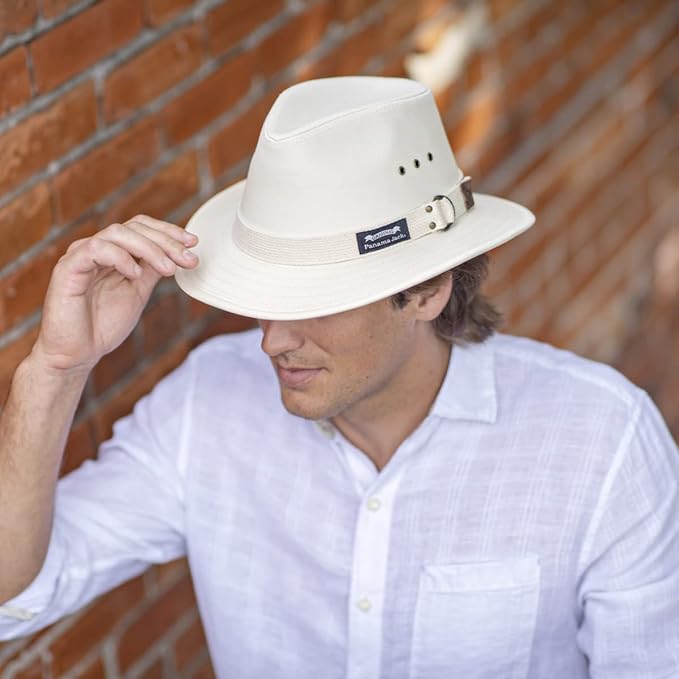Panama Jack Original Canvas Safari Men's Sun Hat, 2 1/2" Brim, UPF (SPF) 50+ Sunhat Protection