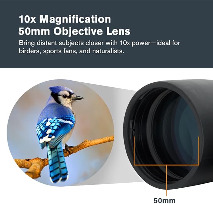 Celestron – Outland X 10x50 Binoculars – Waterproof & Fogproof – Binoculars for Adults – Multi-Coated Optics and BaK-4 Prisms – Protective Rubber Armoring, Black