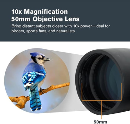 Celestron – Outland X 10x50 Binoculars – Waterproof & Fogproof – Binoculars for Adults – Multi-Coated Optics and BaK-4 Prisms – Protective Rubber Armoring, Black