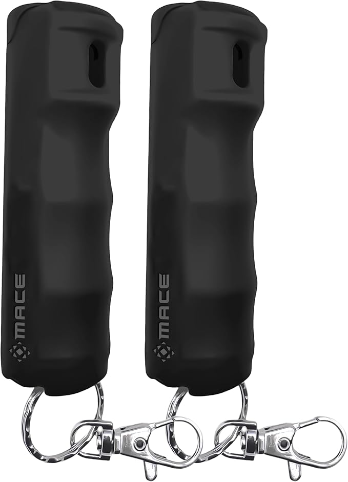 Mace Pepper Spray - Maximum Police Strength OC with UV Dye, Fast Flip Top, Ergonomic Finger Grip, Easy Carry Keychain, 12 Feet Range, 0.42 oz Compact Model, Self Defense Pepper Spray for Women & Men
