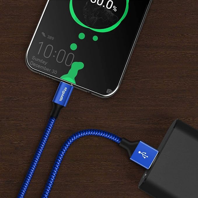 etguuds USB to USB C Cable 2ft, 2-Pack USB A to Type C Charger Cord Fast Charging for Samsung Galaxy A17 A16 A15 A26 A36 A56, S25 S24 S23 S22 S21 S20 S10 Note 20, for iPhone 17 16 15, Moto, Blue