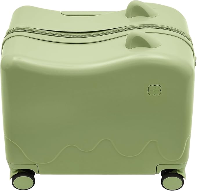 Kids Ride-On Suitcase, 18" Rolling Luggage With Lock, 33.6qt Internal Capacity, Carry on Hardside Trolly Case for Short Trips, Study Tours, Outings,Ages 3-6 (Olive Green)
