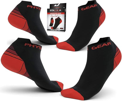 Physix Gear Short Compression Socks for Men & Women - Best Low Compression Socks Women & Men Ankle Socks with Arch Support