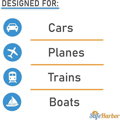 SafeHarbor Motion Sickness Wristbands | 4 Travel Wrist Bands, Cruise Essentials | Natural Sea Sickness and Nausea Relief in Children and Adults | Helpful E-Book Included