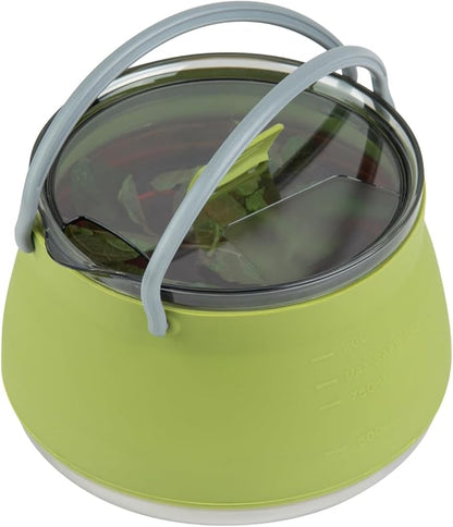 Hi Tek 1 Liter Collapsible Camping Kettle, 1 Portable Cook Pot - With Perforated Lid, Stainless Steel Bottom, Silicone Camping Coffee Pot, With High Heat Nylon Handles, For Travel - Restaurantware
