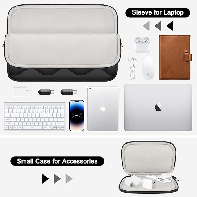 ARVOK Puffy Laptop Sleeve 13 13.3 14 inch for MacBook Air 13 inch/Pro 14 inch, Laptop Case Notebook Computer/Tablet Pouch Cover for HP/Dell/Asus/Acer/Samsung, Extra Bag, Women, Cute Carrying Case