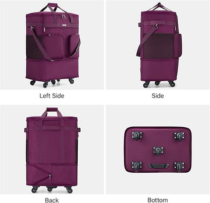 Hanke Expandable Large Suitcase 4 Wheels Lightweight Collapsible,Foldable Suitcases &Travel Bags Hand Luggage Extend 20/24/28 inch Suitcases Duffel Bag Without Telescopic Handle for Men & Women