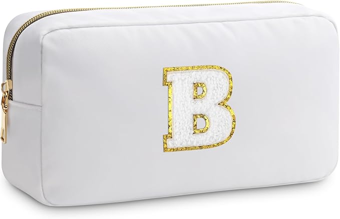 Initial B Makeup Bags Initial Letter A-Z Cosmetic Bag for Women Friends Daughter Sister Mom Inspirational Gifts Travel Toiletry Bag Christmas Birthday Gifts for Her Bridesmaid Bff Makeup Pouch B