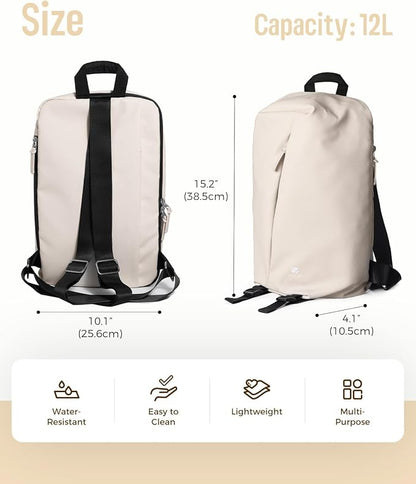 pack all 12L Water-Resistant Backpack, Lightweight Daypack for Men & Women, Hiking & Travel Backpack with Multiple Pockets, Compact for College, Sports, Cycling (Light Beige)