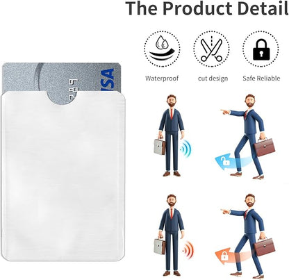 Owfeel RFID Blocking Secure Credit Card Sleeves Pack Of 15 Contactless Card Protection Holders Credit Card ID Anti Theft WaterProof Protector- Silver