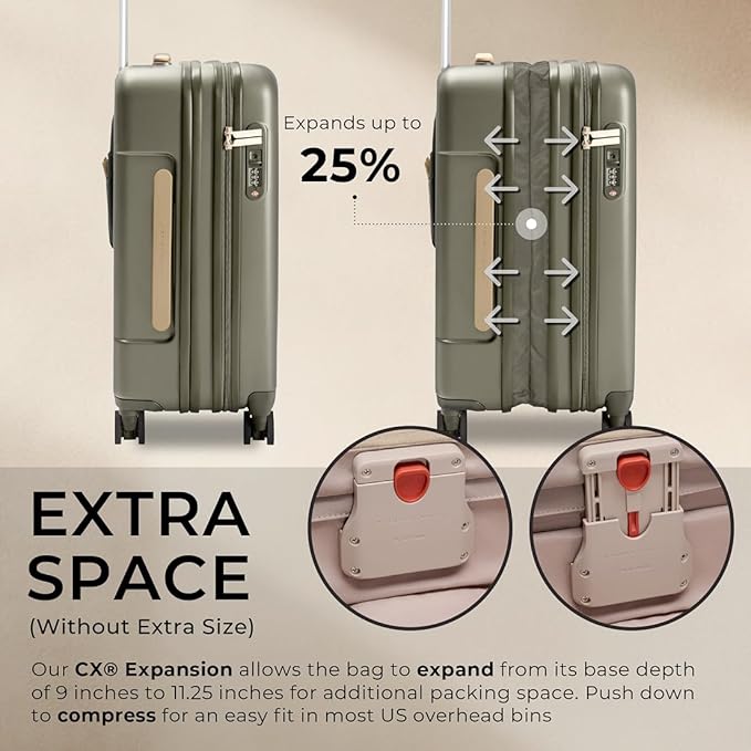 Briggs & Riley 21" Global Carry On Expandable Spinner - Luggage for Travel, Suitcases with Wheels, Hardside Rolling Bag for Men & Women, Self-Repairing Zipper - Sympatico Collection, Olive