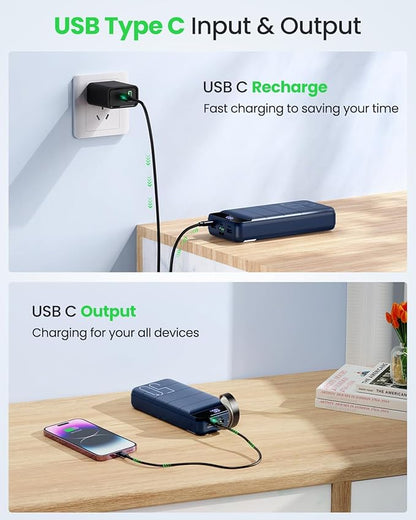 Portable Charger Power Bank 50000mAh Fast Charging 22.5W USB C Battery Pack Charger Portable with 4 Outputs & 3 Inputs High Capacity External Battery Charging Bank for iPhone, Samsung, Galaxy