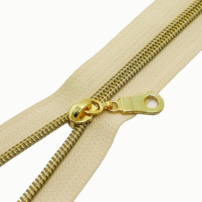 MebuZip 50PCS Gold Pulls for #5 Nylon Coil Zippers Gold Zipper Sliders for Luggages Purses Bags