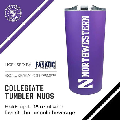 Campus Colors NCAA Stainless Steel Tumbler perfect for Gameday - 18 oz - Double Walled - Keeps Drinks Perfectly Insulated (Northwestern Wildcats - Purple)