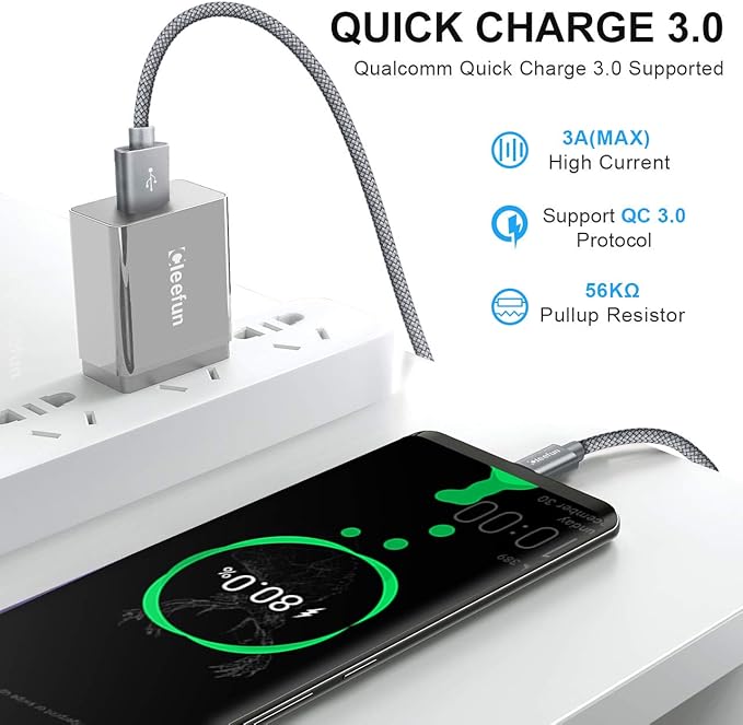 CLEEFUN USB C Cable, USB to USB C Cable, [5 Pack, 3/3/6/6/10 ft] Type C Charger Cable Fast Charging for iPhone 17 16 15 Pro Max Plus Air, for Samsung Galaxy S25 S24 S23 S22 S21 S20 S10 A17 A16 A15