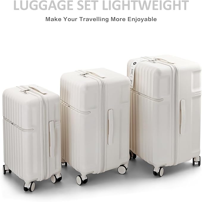20 Inch Hardside Carry-On Luggage with Spinner Wheels, TSA Lock, Double Zippers, Thick PC Shell, Lightweight Travel Suitcase for Business, Weekend, and International Trips(White)