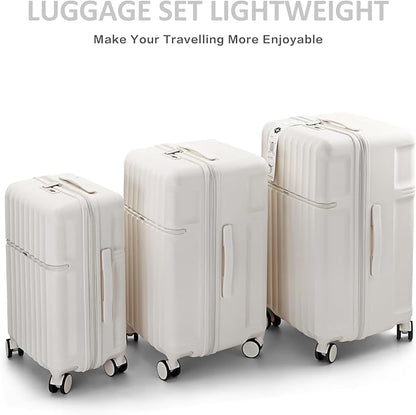 20 Inch Hardside Carry-On Luggage with Spinner Wheels, TSA Lock, Double Zippers, Thick PC Shell, Lightweight Travel Suitcase for Business, Weekend, and International Trips(White)