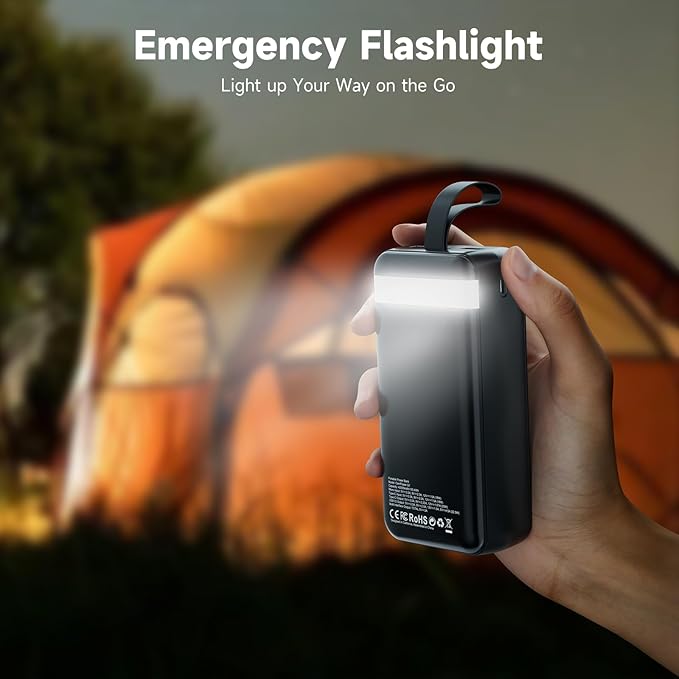 EnergyQC 42000mAh Portable Charger, 22.5W Power Bank with LED Flashlight - USB C Fast Charging External Battery Pack, LED Display Portable Phone Charger for iPhone 17/16/15/14, Android, Samsung,etc