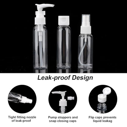 Cosywell Travel Size Bottles for Toiletries 15 Pack 2oz TSA Approved Toiletry Bottles Leak Proof Travel Kit for Women Men TSA Clear Toiletry Bag Shampoo Lotion Skincare Cosmetic Container(White)