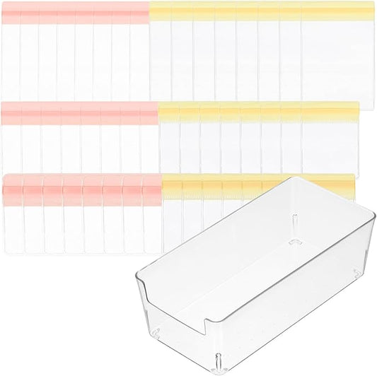 PATIKIL Clear Jewelry Box, Organizer Holder Box with 60 Pcs Portable Anti Tarnish Jewelry Bags, Travel Case for Women Earrings Rings Necklaces, Pink, Yellow 3 Size