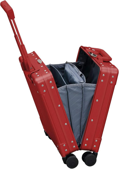 Aleon 16” Aluminum Vertical Underseat Carry-On Luggage - Luxury Business Briefcase with Wheels - Hardshell Suitcase for Airplane Travel (Ruby)