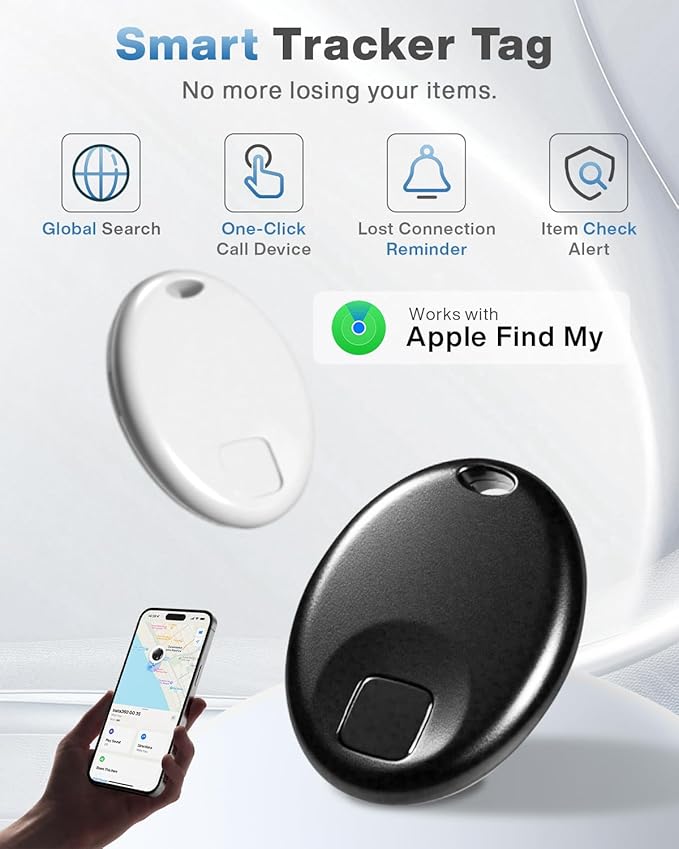 Air Tracker Tag 4 Pack: Easily Track and find Your Keys, Wallet, Suitcase, Backpack, and Other Items with Precise Location Tracking and beeping Sound alerts. AirTag with Apple Find My (iOS Only) App