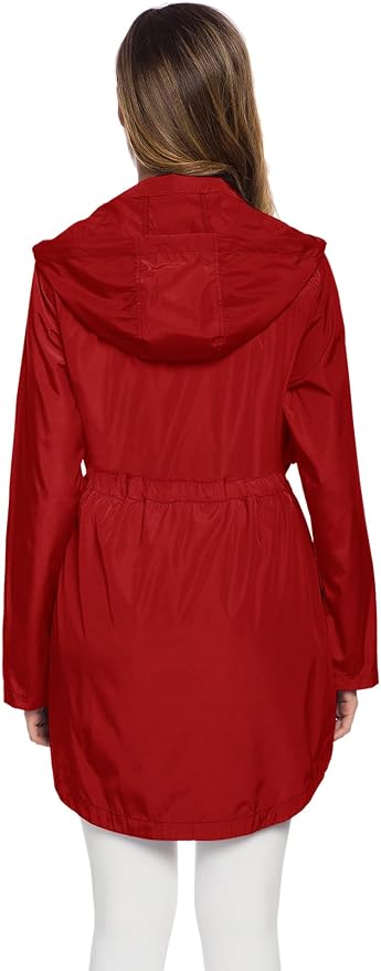 Avoogue Women's Long Raincoat with Hood Outdoor Lightweight Windbreaker Rain Jacket Waterproof