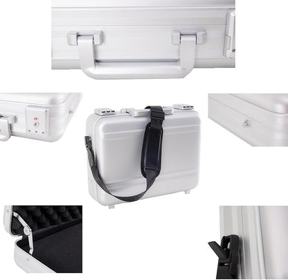 Metal Briefcase with Removable Shoulder Strap 14 Inch Laptop Brief Case Business Case Lawyer Briefcases