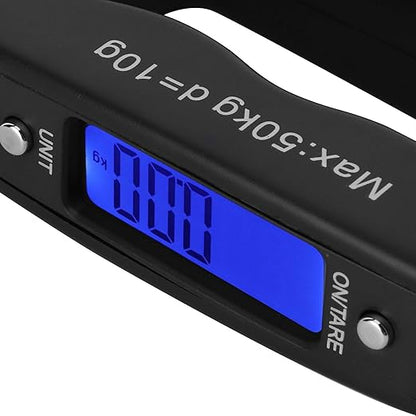 50kg/10g Portable Fishing Scale,Mini Portable Travel Hook Scale,Electronic Hook Scale Luggage Scale with Hook for Travel Fish Weighing Black