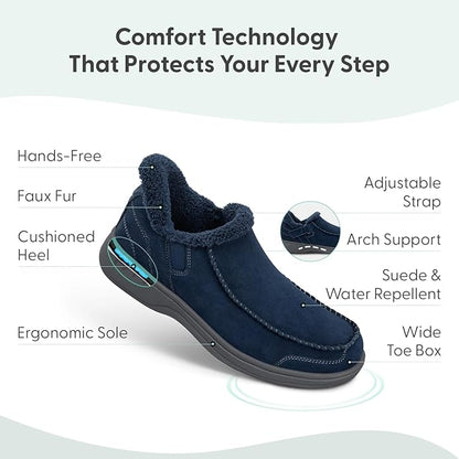 Orthofeet Men's Orthopedic Leather Vito Hands-Free Slipper