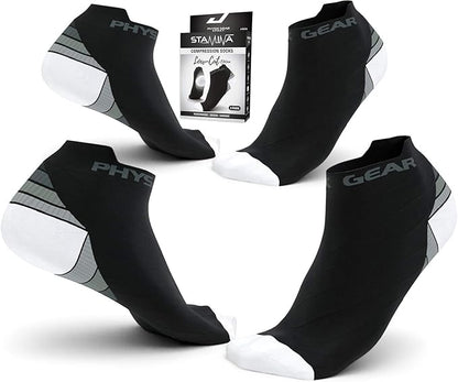 Physix Gear Short Compression Socks for Men & Women - Best Low Compression Socks Women & Men Ankle Socks with Arch Support