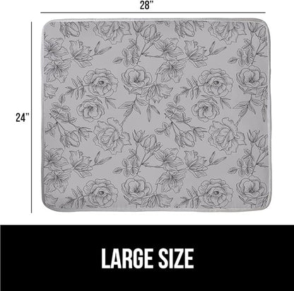GORILLA GRIP Ironing Mat, Portable Iron Pad, Magnetic Cover for Top of Laundry Washer, Dryer, Table Top, Countertop Blanket, Silicone Coating and Scorch Resistant, Travel Size 28x24, Gray Floral