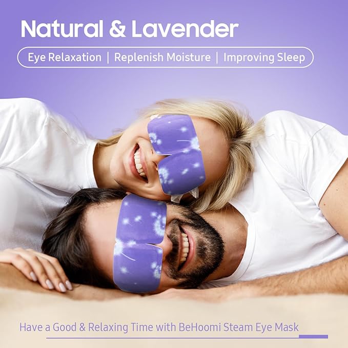 20 Packs Steam Eye Mask, Heated Eye Mask Warm Compress for Eyes, Disposable Self Heating Steam Mask Sleep, Spa, Travel Essentials & Relaxation Gifts for Women, Stocking Stuffers (Lavender)
