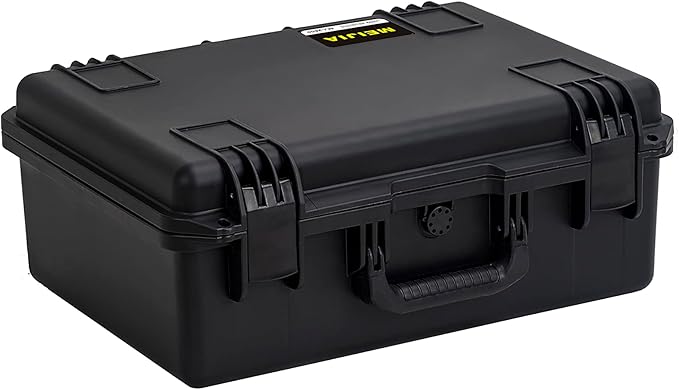 MEIJIA Portable Premium Waterproof Hard Compact Compact Case with customizable fit foam,Lightweight and Strong Design,21.2"x16.0"x8.3",Elegant Black