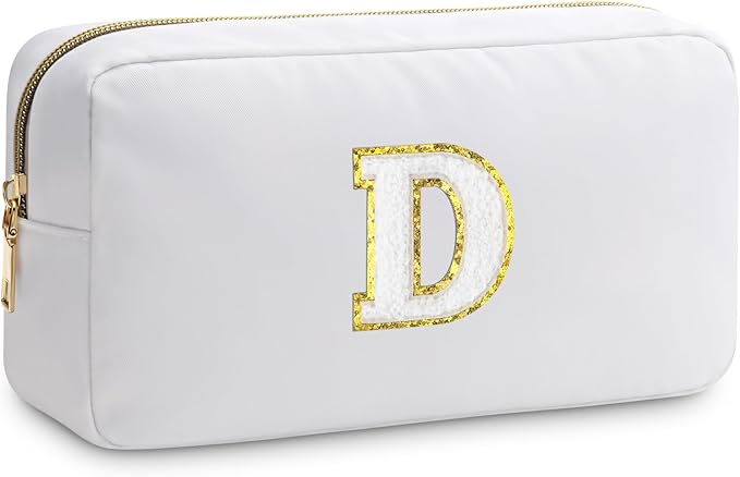 Initial D Makeup Bags Initial Letter A-Z Cosmetic Bag for Women Friends Daughter Sister Mom Inspirational Gifts Travel Toiletry Bag Christmas Birthday Gifts for Her Bridesmaid Bff Makeup Pouch D