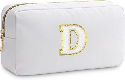 Initial D Makeup Bags Initial Letter A-Z Cosmetic Bag for Women Friends Daughter Sister Mom Inspirational Gifts Travel Toiletry Bag Christmas Birthday Gifts for Her Bridesmaid Bff Makeup Pouch D