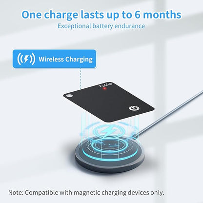Smart Card (Black) 2 Pack, Smart Wallet Tracker Card Compatible with Apple Find My (iOS only), Bluetooth Tracker with Wireless Charging, IP68 Waterproof Finder, Item Finder with Key Ring/Nylon Lanyard
