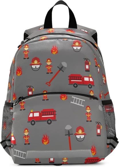 Fire Truck Kid's Toddler Backpack for Boys Girls Preschool Nursery with Safety Leash (012215)